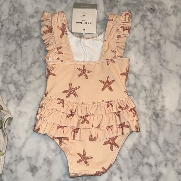 NWT PETIT LEM SWIM ONE PIECE RUFFLE BUNDLE 6/12M - Picture 9 of 10